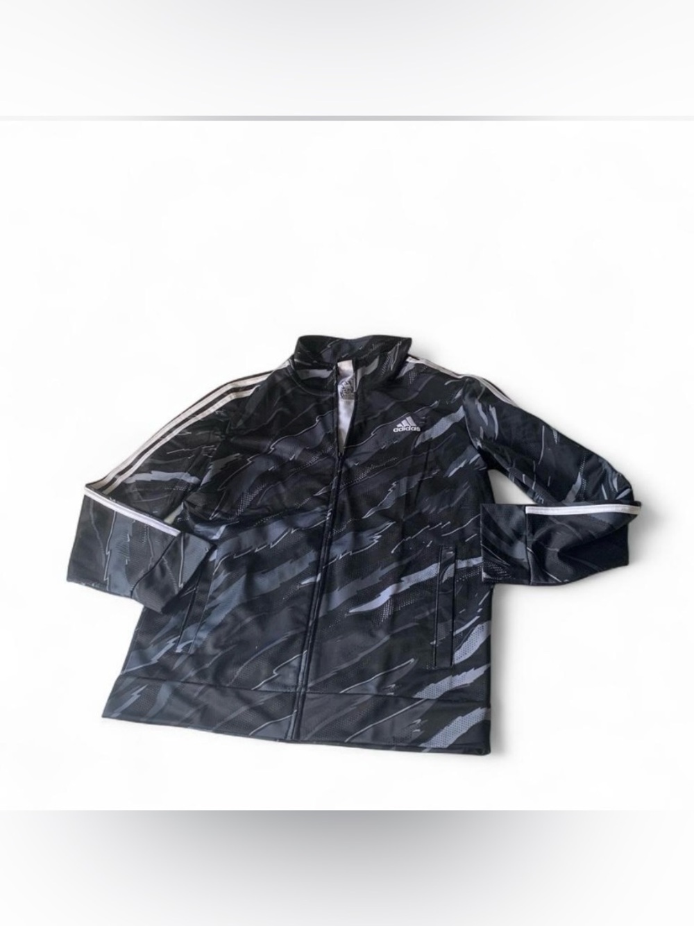 💕 Adidas teen size 14-16 zip up jacket abstract pattern tracksuit sweatshirt
